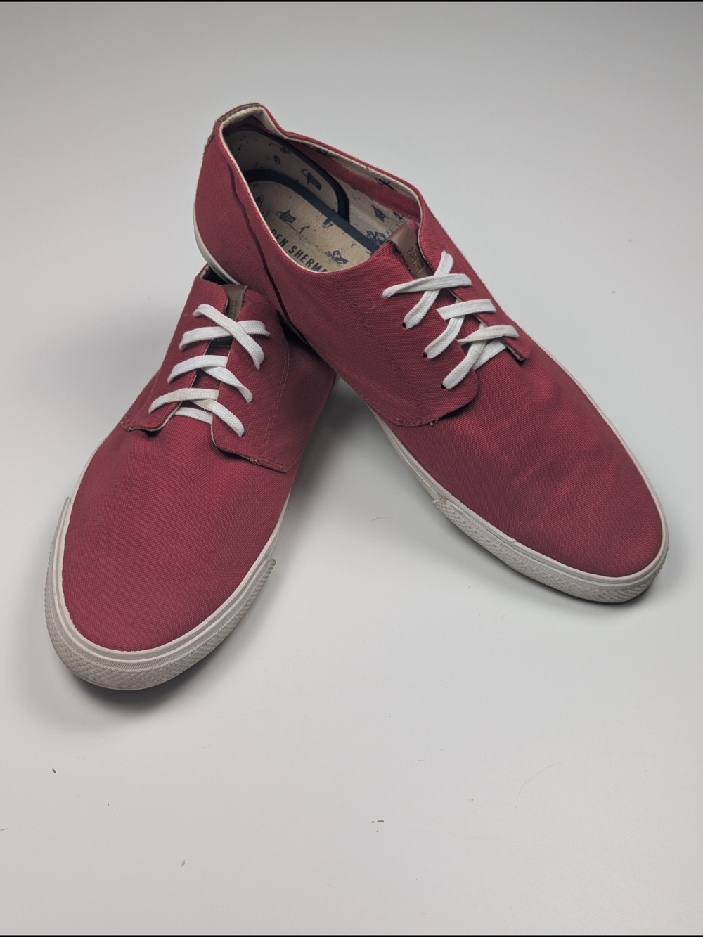 Ben Sherman Mens Canvas Low Top Sneakers Brick Red Lace Up Shoes Size 10